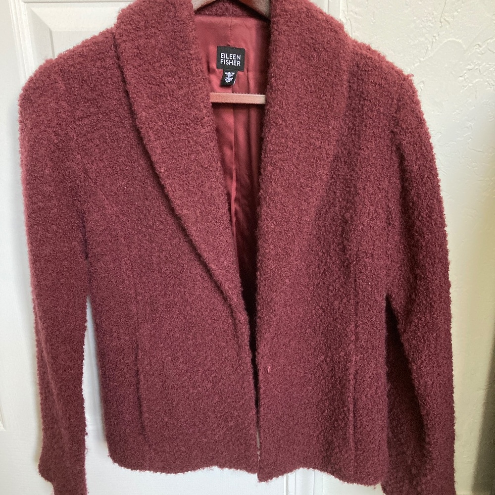 Eileen Fisher Wool - fully lined jacket - XS- burgundy